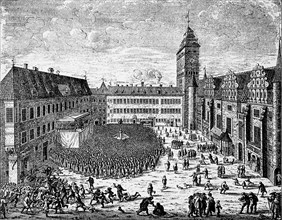 Homage to the Prussian Estates at Königsberg in Prussia on the 18th Occrober 1663  /  Huldigung der preußischen Stände zu Königsberg in Preußen am 18. Okrober 1663