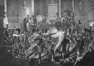 he arrest of Robespierre in the meeting room of the municipal council of Paris during the night of 9 to 10 Thermidor (the eleventh month of the Republican calendar of the French Revolution) in 1794  /...