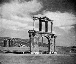 Ruins of Hadrian gate in Athens