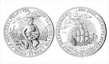 Silver medal on the African expedition of the Great Elector Friedrich Wilhelm in 1681  /  Silberne Medaille auf die afrikanische Expedition des Großen Kurfürsten Friedrich Wilhelm im Jahre 1681
