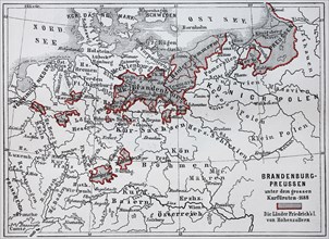 Map of Brandenburg and Prussia at the time of the great Elector