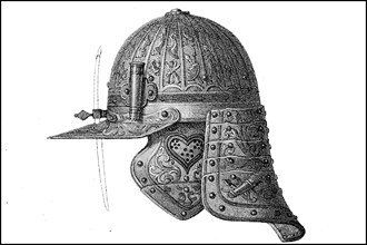 Helmet of a cuirassier officer from the Thirty Years War  /  Helm einer Kuerassieroffizier aus dem Dreisigjaehrigen Krieg