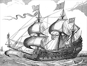Dutch warship from the 16th century  /  Holländisches Kriegschiff aus dem 16. Jahrhundert