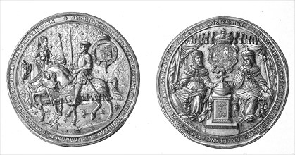 Seal and counter-seal of King Philip II of Spain and Queen Maria of England  /  Siegel und Kontrasiegel des Königs Philipp II. von Spanien und der Königin Maria von England