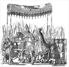Emperor Charles V and Pope Clement VII procession to Bologna after the double coronation in 1530  /  Umzug von Kaiser Karl V. und Papst Clemens VII. nach der Doppelkrönung zu Bologna im Jahre 1530