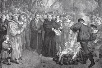 Martin Luther burns the papal bull in front of Wittenberg on December 10th