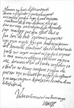 Handwritten copy of Maria Stuart's letter to the French ambassador to England  /  eigenhändige Nachschrift der Maria Stuart zu einem Brief an den französischen Gesandten in England