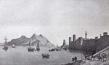 The port of Modon at the time of the Greek ascent