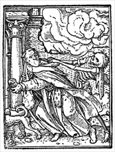 Death and the monk from Hans Holbein Dance of Death