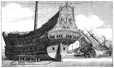 Merchant ship of the Dutch East India Company of the 17 .. century Dutch East India Company  /  Handelsschiff der holländisch-ostindischen Kompanie des 17.. Jahrhundert