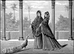 elegant women with peacock from Grenada
