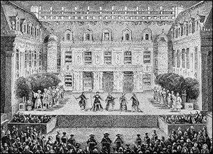 the first performance of the opera Alceste by Jean-Baptiste Lully in the Marble Courtyard at Versaille