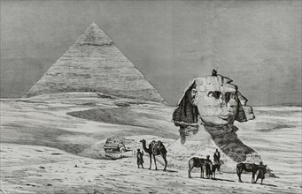 View of the Sphinx and the pyramid of Khafre