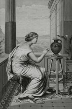 Ancient Greece, Young Greek girl painting a vase