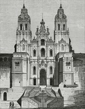 Spain, Galicia, Santiago de Compostela Cathedral, Illustration by F