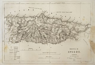 Spain, Map of the province of Oviedo