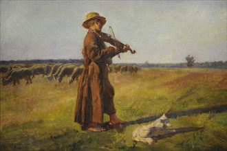 Shepherd, 1897, by Jozef Chelmonski, Oil on canvas