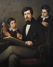 Antonio Maria Esquivel y Suarez de Urbina, Self-portrait with his sons Carlos and Vicente, 1843