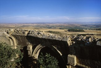 Partial view of the ruins of the San Vicente Church, Spain, Almenara Alta,