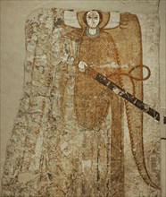 Fresco depicting an archangel with sword