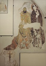 Fresco depicting Bishop Marianos of Pakhoras, Virgin Mary and Child, Christ ,