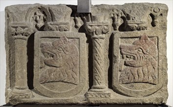 Tomb panels with coats of arms of Moscoso family
