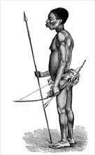 Warrior from the Akka people with bow and arrow