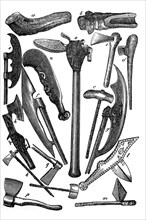 Axes and hatchets of different times and peoples