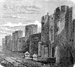 The fortress wall of Aigues Mortes in France in 1870  /  Die Festungsmauer von Aigues Mortes in Frankreich im Jahre 1870