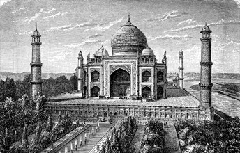 The Taj Mahal near Agra in India in 1880  /  Das Taj Mahal bei Agra in Indien im Jahre 1880