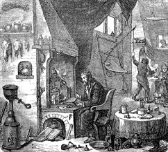 In the laboratory of an alchemist in England in 1875  /  Im Laboratorium eines Alchimisten in England im Jahre 1875