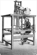 Joseph-Marie Jacquard's programmable loom with punch card control