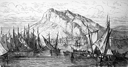The port of Alicante in Spain in 1880  /  Der Hafen von Alicante in Spanien im Jahre 1880
