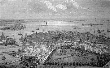 View of Boston in the United States in 1890  /  Blick auf Boston in den Vereinigten Staaten im Jahre 1890