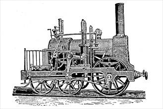 English express locomotive from 1832 / Englische Schnellzuglokomotive aus dem Jahre 1832