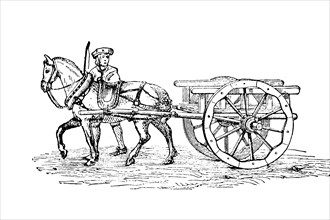 Two-wheeled cart from the beginning of the 16th century  /  Zweirädige Karre aus dem Anfang des 16. Jahrhunderts