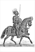 Knight in complete splendor armour on horse  /  Ritter in vollständiger Prunkrüstung zu Pferd