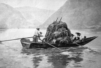 Haymaking by boat