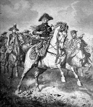Frederick the Great with his generals on horseback