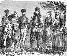 People in traditional clothes from Bulgaria