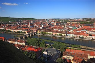 View to the old city of Würzburg on river Main