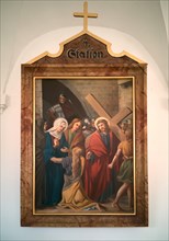 Stations of the Cross by an unknown artist in the handling of the Catholic pilgrimage church to the Holy Trinity in Kappl