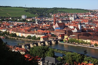 View to the old city of Würzburg on river Main