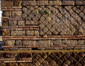 Wall of an old Roman era building, Detail, Pompeii