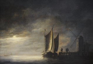 Dordrecht Harbour in Moonlight, ca.1645, by Albert Jacob Cuyp