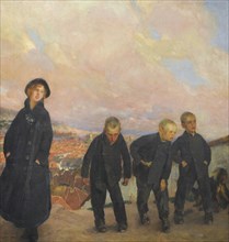 Children in suburb, 1917, by Stanislaw Bohusz-Siestrzencewicz