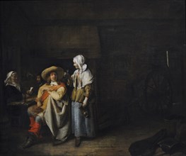 Officer and Two Card Players, 1652-1655, by Pieter de Hooch
