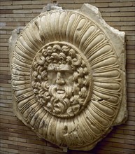 Marmoreal slab with a relief depicting Jupiter Ammon