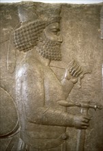 Persepolis. Mede soldier during a reception of King Darius I. 5th century BC. Iran.