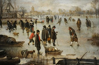 Winter landscape with distractions ont the ice, ca. 1655, by Aert van der Neer